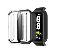 zZjoOoj Custodia per Xiaomi Smart Band 9 Active Protective Case with Screen Protector Hard PC Scratch-Resistant Ultra Thin Case,Trasparente + Nero