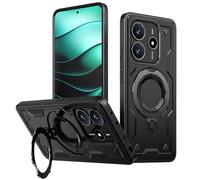 zZjoOoj Magic Stand per Xiaomi Redmi Note 14 5G Cover for MagSafe, Invisible Stand, Military Standard, Soft TPU + PC Shockproof Mobile Phone Custodia, Nero