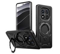 zZjoOoj Magic Stand per Xiaomi Redmi Note 14 Pro+ / Pro Plus 5G Custodia for MagSafe, Invisible Stand, Military Standard, Soft TPU + PC Shockproof Mobile Phone Cover, Nero
