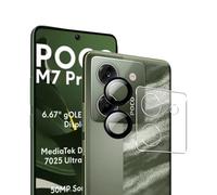 zZjoOoj Protezione della fotocamera per Xiaomi Poco M7 Pro per vetro temperato, durezza 9H, pellicola protettiva per fotocamera singola, antigraffio, anello in metallo, vetro protettivo [trasparente +