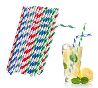 ZZLBZN Cannucce di carta pieghevoli, 50 cannucce biodegradabili, cannucce di carta riciclabili, per compleanni, matrimoni, feste di Natale, cocktail, picnic, frappè, cannucce arcobaleno