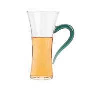 ZZlei2yu-12 Bicchieri Tazza in vetro trasparente da 180 ml con manico verde scuro, tazza tè in resistente al calore vita sottile