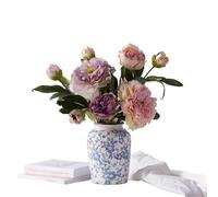 ZZlei2yu-12 Decorazione per matrimoni Multi-color Guifei Peony with Ceramic Vase Living Room Decorative Arrangement Chinese Table Fake Flowers