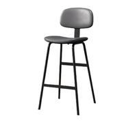 ZZlei2yu-12 Facile montaggio Gray Soft Cover Backrest High Stool Iron Restaurant Bar Chair 75cm