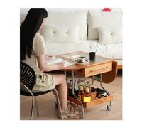 ZZlei2yu-12 tavolo da soggiorno Tavolino pieghevole mobile, tavolino laterale in legno for soggiorno di piccoli appartamenti, carrello laterale for divano in legno di ciliegio Piccolo Tavolino