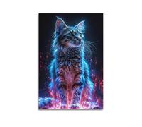 ZZLFLY Poster decorativo da parete con animali, arte visiva per gatti, stampa moderna su tela, poster decorativo per camera da letto, 30 x 45 cm