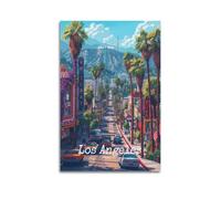 ZZLFLY Poster vintage con stampa artistica da parete di Los Angeles degli Stati Uniti, poster decorativo su tela, poster decorativo moderno per camera da letto, 30 x 45 cm