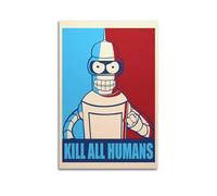 ZZLUUB Poster decorativo da parete a tema anime Futurama, su tela, stampa moderna, per camera da letto, 40 x 60 cm