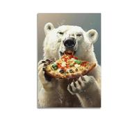 ZZLUUB Poster decorativo da parete su tela, motivo: orso polare, pizza e animali, stampa artistica moderna, poster decorativo per camera da letto, 50 x 75 cm