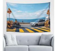 ZZLZYQ Arazzo da appendere alla parete, Seaside Street 72x92 pollici Poster Arazzi Arazzo hippie Estetico Appeso a parete Stampa artistica su stoffa for Festival Feste Casa Camera da letto Soggiorno D