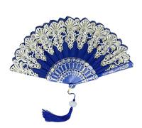 ZZLZYQ ventaglio 5 Pezzi Vel Pieghevoli A Mano per Donne, Ventilatori in Tessuto Cinese di Seta, Possono Essere Usati Come Regali E Decorazioni Parete-Blu Scuro