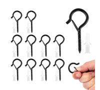 zzmorni 10 ganci a vite tipo Q con fusibile nero per avvitare, viti a gancio per cesti per piante, casette per uccelli, campanelli a vento, luci per decorazioni festive