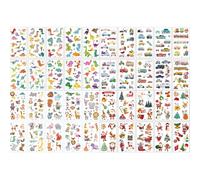 Zzmorni 400 tatuaggi temporanei per bambini, motivo: cartoni animati, orologi, unicorni, animali marini, sirene, delicati sulla pelle, regalo di compleanno per bambini, feste, ricompense (set B)
