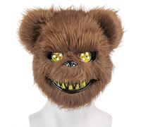 ZZOUFI Maschera Horror Halloween Maschera Orso di Peluche, Maschera Spaventosa di Halloween per Adulto Bambino, Maschera Animale Horror per Carnevale Cosplay, Divertente (Marrone)
