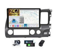 ZZPHKK Android 14 Autoradio 2 DIN per Honda Civic 8 FK FN FD 2005-2012 Radio Carplay Android Auto 9.5 Pollici 2K Screen Navigatore GPS/4G WiFi Bluetooth/FM RDS/Schermo con Retrocamera(RHD,2K M500S)