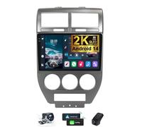 ZZPHKK Android 14 Autoradio 2 DIN per Jeep Compass 1 MK 2006-2010 Radio Carplay Wireless Android Auto 10 Pollici 2K Touch Screen Navigatore GPS/4G WiFi BT/FM RDS/Schermo con Retrocamera(2K M500S)