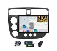 ZZPHKK Android 14 Car Radio Carplay Android Auto per Honda Civic 7 2000-2006 Bluetooth 5.0 Stereo 2 DIN con 2K Touchscreen da 9.5 Pollici RDS FM AM Autoradio DSP Comandi al Volante(LHD,2K M500S)