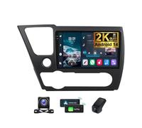 ZZPHKK Autoradio 2DIN Android 14 per Honda Civic 9 2013-2016 Navigazione GPS Stereo Bluetooth con 9.5" 2K Schermo/CarPlay Android Auto/Comandi al volante/4G WiFi FM RDS + Camera(2K M400S)