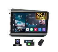 ZZPHKK Autoradio 2DIN Android 14 per Honda Civic 9 FB FK FD 2011-2015 Navigazione GPS Stereo Bluetooth con 9.5" 2K Schermo/CarPlay Android Auto/Comandi al volante/4G WiFi FM RDS + Camera(2K M400S)