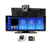 ZZPHKK Autoradio Portatile Carplay Touch Screen 4K 360 Rotating Dash Cam con Schermo 10,26 Pollici Android Auto Senza Fili Portatile Display Multimediale Auto Radio Bluetooth/AHD Telecamera + 64GB TF