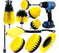 ZZQVIP 10 Pezzi Spazzola Elettrica Rotante, Spazzole per Trapano Elettrico, Spazzole per Trapano per Pulire Drill, per Auto, Pneumatici, Piastrelle, Pavimenti, Cucine, Vasche da Bagno (Giallo)