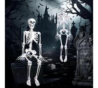 ZZQVIP Decorazioni Halloween, 2 Pezzi Scheletro Umano Realistico con Articolazione Mobile, Decorazioni Halloween Esterno e Interno per Casa, Giardino e Feste, Scheletri Halloween (40CM)