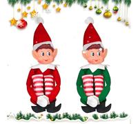 ZZQVIP Elfi di Natale 2 Pezzi - 45cm Elfo di Natale Dispettoso Rosso e Verde, Pupazzi Elfi di Natale in Tessuto Morbido e Testa in Vinile, Decorazione Natalizia per Casa Albero Finestra Tavolo