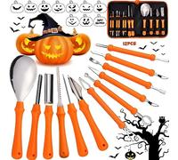 ZZQVIP Kit Intaglio Zucca Halloween 12 Pcs, Strumenti in Acciaio Inossidabile con 10 Modelli di Intaglio, Borsa in Nylon e Accessori, Professionale per Intagliare Zucche, Decorazioni di Halloween