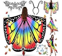 ZZQVIP Mantella Farfalla, Farfalla Scialle,Cerchietto Fascia Farfalla per Decorazione Donna Adult, Maschera di Pizzo per Carnevale, Costumi, Feste a Tema, Feste di Halloween e Cosplay