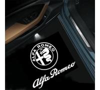 ZZRSXZSR 2 Pezzi Luce di Benvenuto Auto per Alfa Romeo Giulia Stelvio Mito Giulietta | Proiettore LED Porta ad Alta qualità con Proiezione Logo | Design Effetto Pozzanghera e Luce Fantasma,A