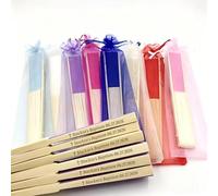 ZZTINGC 10 Regali Personalizzati for Battesimo per Gli Ospiti - Ventagli Personalizzata con Sacchetti di Organza, Ventagli Pieghevoli in Legno con Nome Inciso per Baby Shower