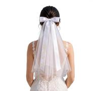 ZZTINGC Fascia for Velo da Sposa Personalizzata con Fiocco in Pizzo - Decorazioni Personalizzate per Addio al Nubilato, Accessori per Capelli E Regali Ricordo per La Futura Signora(S:36cm)