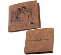 ZZTINGC Portafoglio Fotografico Personalizzato, Portafoglio Da Uomo Con Testo Fotografico Personalizzato, Portafoglio Bifold In Pelle Semplice, Regalo For La Festa Del Papà, Regalo Di San Valentino