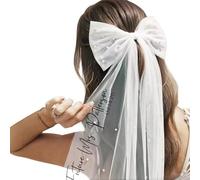ZZTINGC Velo da Sposa Personalizzato con Clip A Fiocco, Velo da Sposa Corto Bianco per La Sposa, Eleganti Accessori per Capelli da Matrimonio, Bomboniere per Addio al Nubilato