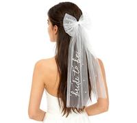 ZZTINGC Velo da Sposa Personalizzato con Fiocco con Perle, Velo Bianco da Sposa con Fermaglio per Capelli, Accessori per Capelli da Sposa per Addio al Nubilato