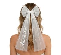 ZZTINGC Velo da Sposa Personalizzato, Velo di Perle Personalizzato E Fermaglio per Fiocco per Capelli for Addio al Nubilato, Regalo per Addio al Nubilato