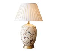 ZZTWER Chinese Style Ceramic Table Lamp,Fabric Lampshade Decorative Table Lamp with Hand-Painted,Bedside Lamps for Bedroom Living Room Lume da tavolo