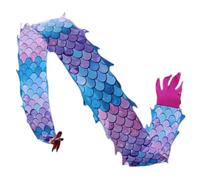ZZTWER Danza Quadrata Striscione a Forma di Drago con Squame Colorate e Coda Lunga, Nastri Larghi for attività di Festival e spettacoli culturali. Attrezzature per Lo Spettacolo(10m)