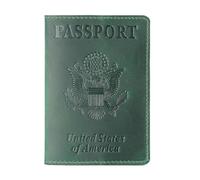 ZZTWER Portapassaporto americano, portadocumenti in pelle bovina, retro, multinazionale, custodia protettiva, portafoglio da viaggio portatile e sottile Custodie per passaporto(Dark green)