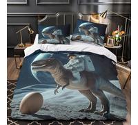ZZVRMCYLD Astronauta che cavalca un dinosauro 3D Stampa Coperta Letto 3pz Microfibra Resistente Avventura spaziale fantascientifica Coperteletto 2 federe Zip nascosta Ragazzi Bambini King（220x240cm）