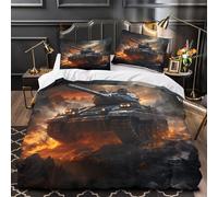 ZZVRMCYLD carro armato da battaglia 3D Stampa Coperteletto 3pz Microfibra Resistente Scena di guerra militare Coperta Letto 2 federe Zip nascosta Bambini Adolescenti Double（200x200cm）