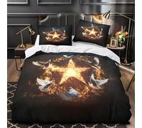 ZZVRMCYLD colombe della pace 3D Stampa Coperteletto 3pz Microfibra Resistente disegno della stella di fiamma Coperta Letto 2 federe Resistente Adolescenti Adulti Giovani King（220x240cm）