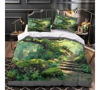ZZVRMCYLD Sentiero mistico nella foresta 3D Stampa Coperta Letto 3pz Microfibra Resistente Scenario incantato di fantasia Coperteletto 2 federe Leggera Arredo Camera Bambini Super king（260x220cm）