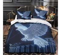 ZZVRMCYLD Volo dell'aquila 3D Stampa Coperteletto 3pz Microfibra Antimacchia wireframe digitale Coperta Letto 2 federe Lavabile Lavatrice Ragazzi Ragazze King（220x240cm）