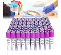 ZZwansuGE 100 Provette per Prelievo del Sangue Vacutainer (2ml/3ml/5ml/10ml), Provette per Prelievo del Sangue in Vetro EDTA K2, con Tappo A Vite | Etichetta Codificata, per Laboratorio,10ml