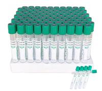 ZZwansuGE 100 Provette per Prelievo di Sangue sotto Vuoto (3ml/5ml/10ml), Provette per Prelievo di Sangue in Vetro Eparina al Litio, con Tappi A Vite Verdi, per Laboratori,10ml