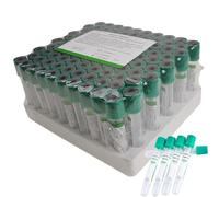 ZZwansuGE 100 Provette Vacutainer in Vetro, Provette per Raccolta di Sodio/Litio Eparina da 3ml 5ml 10ml, Provette da Laboratorio con Tappi A Vite Verdi,5ml