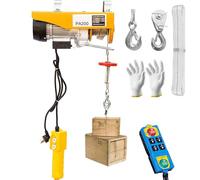 ZZwansuGE Argano Elettrico da 140-840 kg, Piccola Gru A Fune Metallica, Altezza di Sollevamento 12 Metri, con Telecomando Wireless + Gancio Singolo/Doppio, per Fabbriche, Banchine, Magazzini,840kg