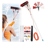 ZZwansuGE Kit di Pulizia del Pannello Solare, Asta per La Pulizia delle Finestre con Mandata dell'Acqua da 5-12 M, Testina Rotante A 180° / Tubo dell'Acqua da 20 M, Regolabile,50cmBrush-8m