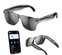 ZZwansuGE Occhiali Intelligenti AI, Occhiali Bluetooth con Fotocamera (1920 * 1080), Riconoscimento E Traduzione AI + Musica per Chiamate + Doppi Altoparlanti, per Uomini E Donne,Black